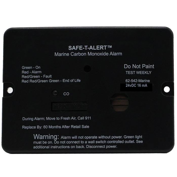 Safe-T-Alert 62 Series Marine Carbon Monoxide Alarm - 24V Flush Mount - Black [62-542-BL-MARINE-24V]
