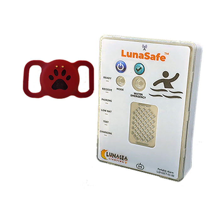 Lunasea Water Activated Pet Safety RF Transmitter w/Rechargeable Alarm Receiver - Red [LLB-64PR-02-K2]