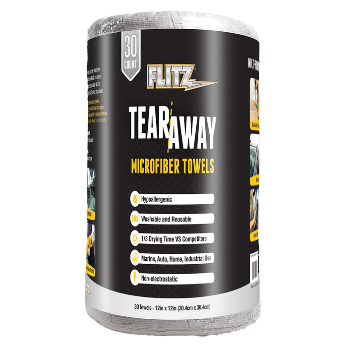 Flitz 12" x 12" Tear-Away Microfiber Towels - Grey *30-Pack [MC330R]