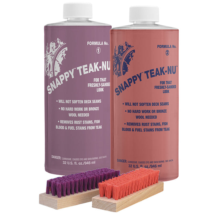 Snappy Teak-Nu Kit - 32 oz w/Formula No. 1 - 32 oz, Formula No. 2 - 32 oz,  Bristle Brush [STN-QKIT]