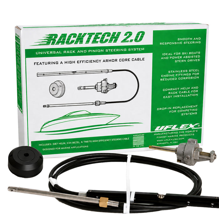 Uflex Racktech - 2.0 High Efficiency Rack  Pinion System Kit - 12' Cable [RACKTECH2.012]