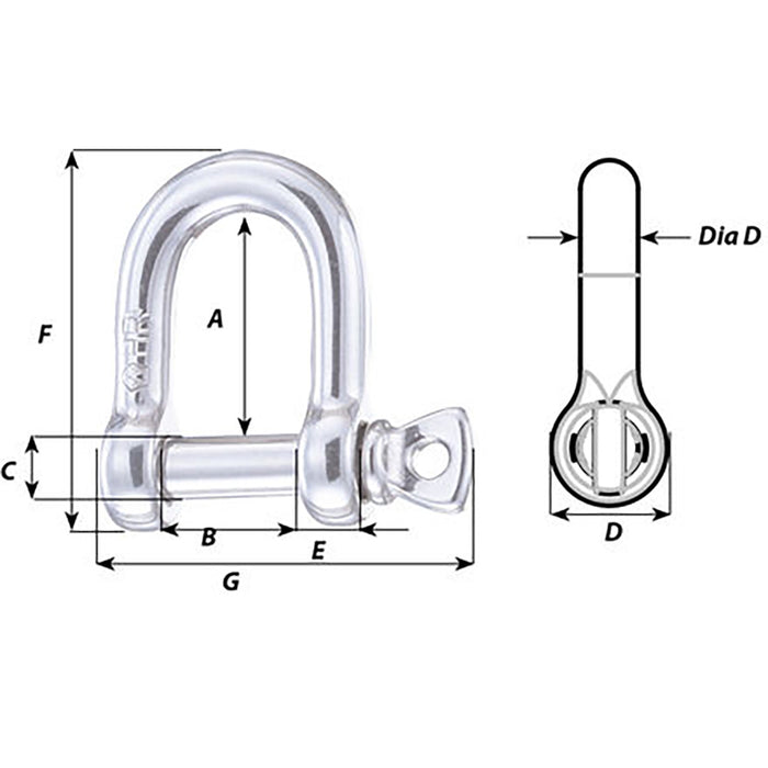 Wichard HR D Shackle - Diameter 1/4" [11203W]