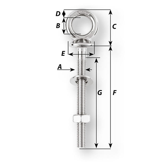 Wichard Eye Bolt - M10 x 150mm - Length 100mm [6495W]