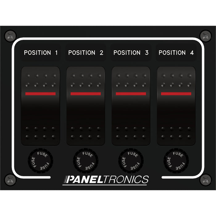 Paneltronics Waterproof Panel - DC 4-Position Illuminated Rocker Switch & Fuse [9960011B]