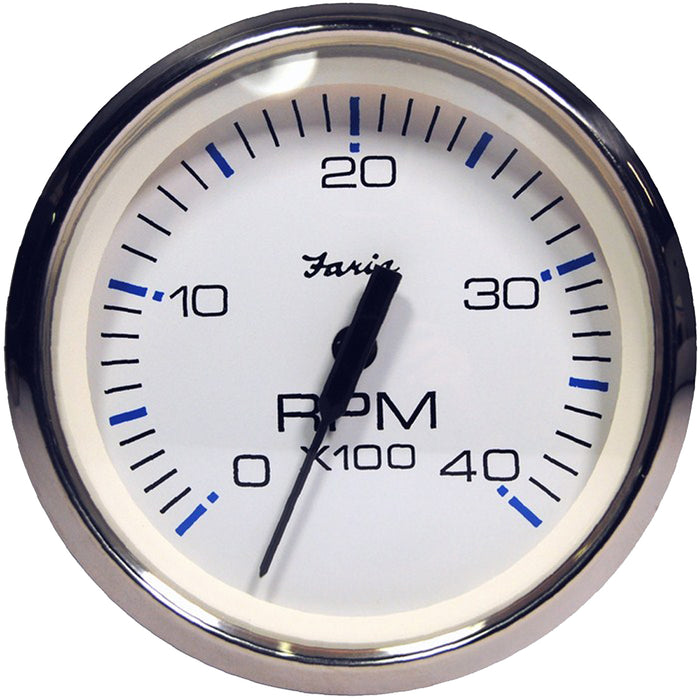 Faria Chesapeake White SS 4" Tachometer - 4000 RPM (Diesel) (Magnetic Pick-Up) [33818]