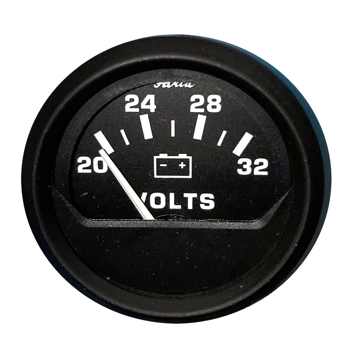 Faria Euro Black 2" Voltmeter (20-32 V) [12860]