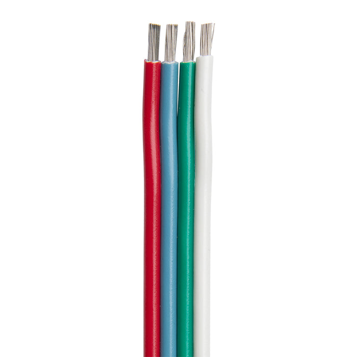 Ancor Flat Ribbon Bonded RGB Cable 18/4 AWG - Red, Light Blue, Green  White - 100 [160010]