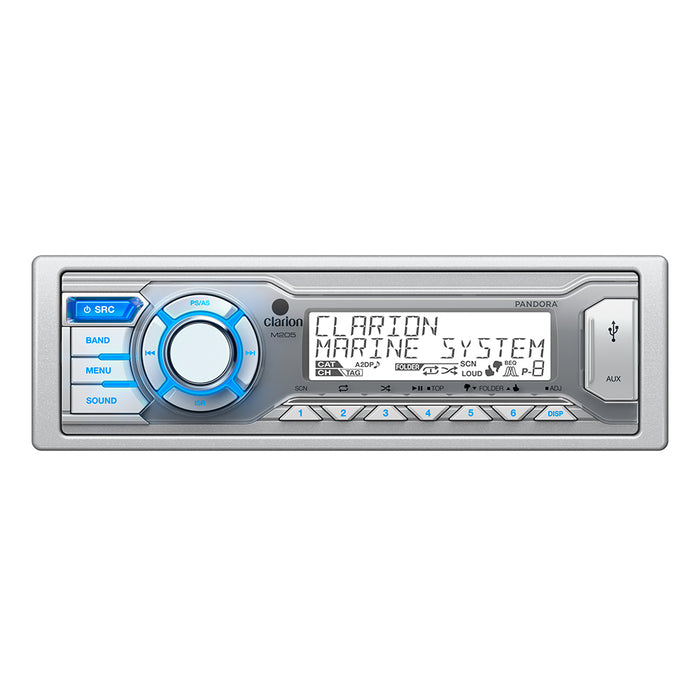 Clarion M205 Digital Media Marine Receiver w/AM/FM/NOAA Weather, Front USB, 3.5mm Aux In[M205]